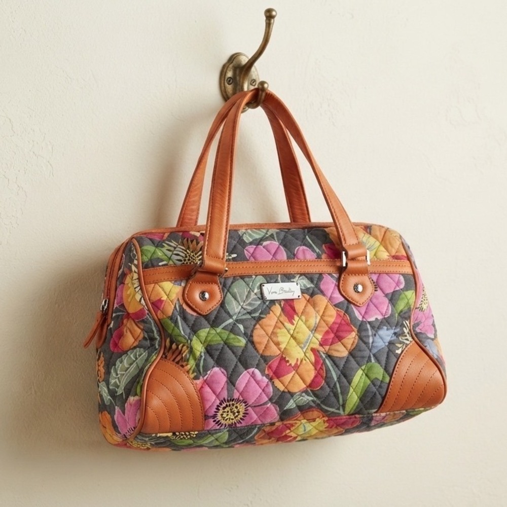 Vera Bradley Sun Valley Quilted Floral Satchel Shoulder Bag Work Vacay Large